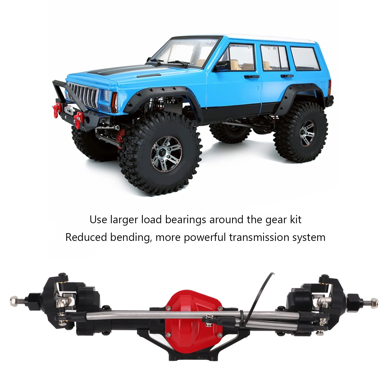 Assale del Portale Anteriore RC, Kit di ASSE Portale di Corse Pesanti in Lega di Alluminio per Assiale SCX10 1/10 Accessorio per Auto Crawler RC (Black)