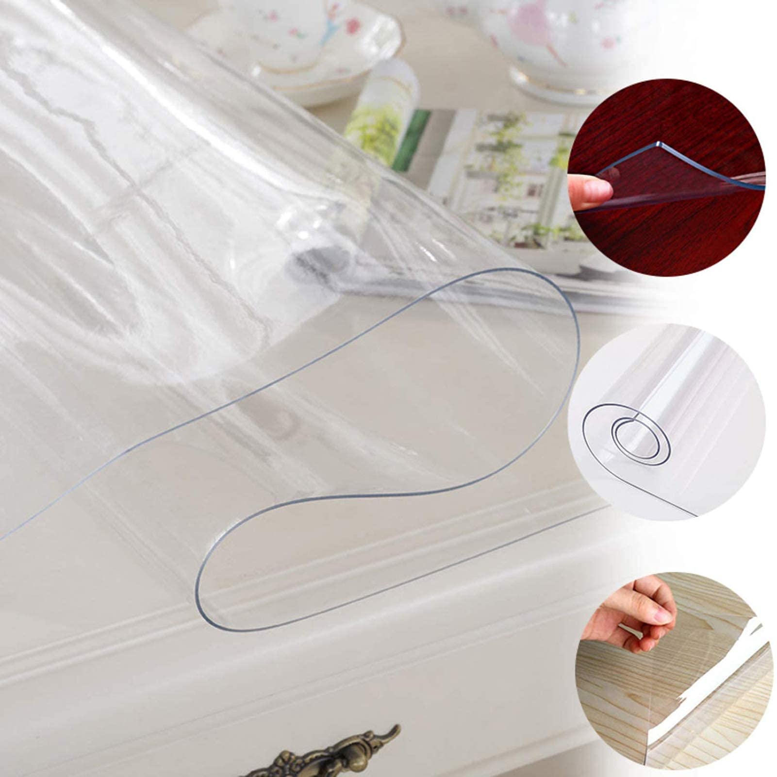 Alfombrilla transparente para sillas para suelos de madera, protector de PVC antideslizante de 70 x 180 cm, alfombra para oficina en casa, protección transparente del suelo, resistente, fácil de