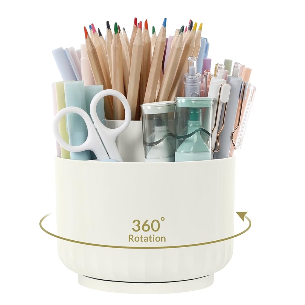 Rotating Pencil Holder For Desk | 9 Slot 360° Revolving Desk Organizer Cute Pen & Stationery Supplies Cup From Homepro14, $9.26