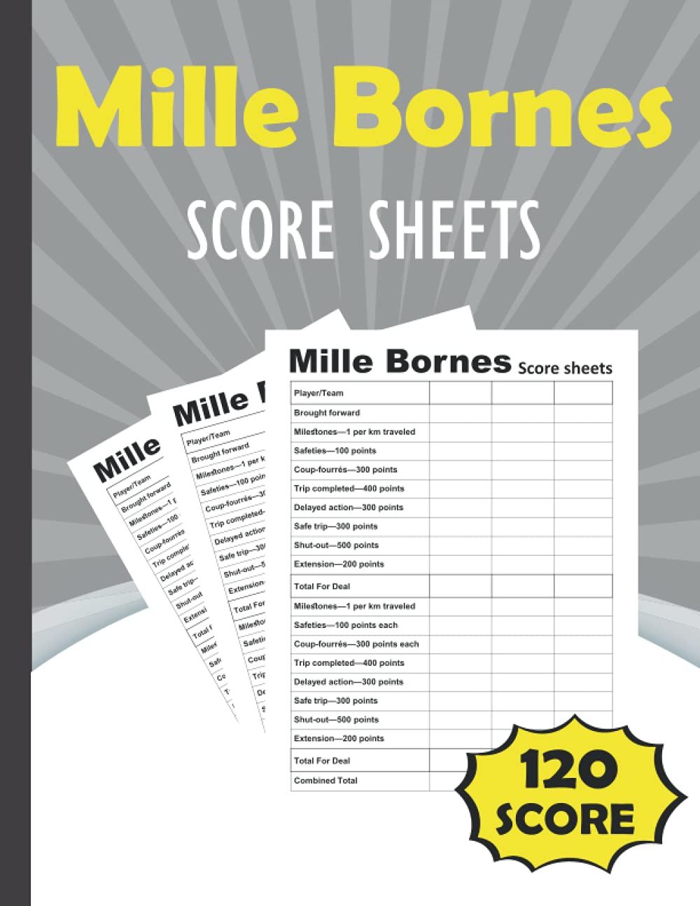 Buy Mille Bornes Score Sheets: Mille Bornes Card Game Score Sheets, 120 ...
