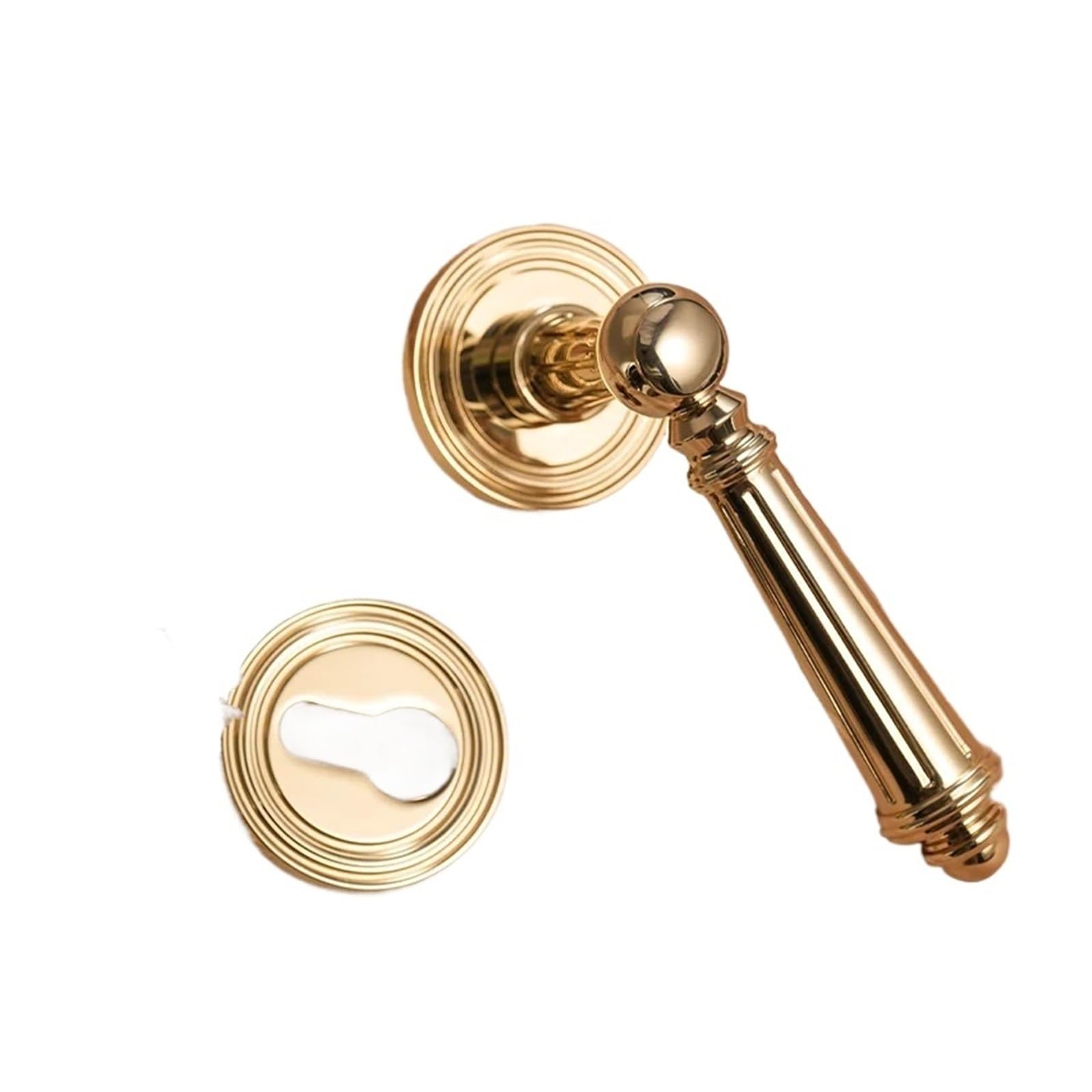 Sjloynwq Silver Brass Furniture Door Lock Bright Retro Handle Set(Silver)