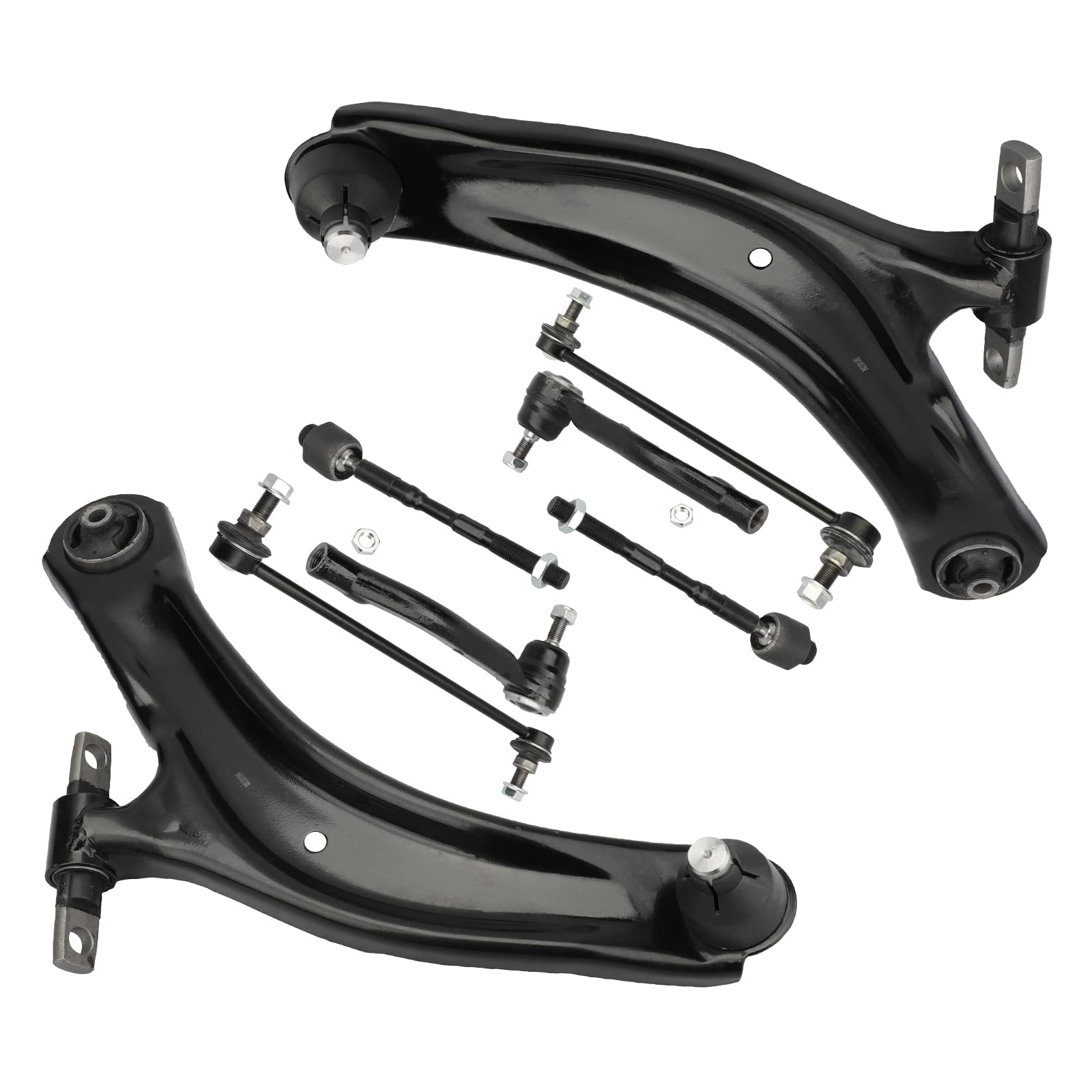 Front Lower Control Arms - Sway Bars Tie Rods 2008 2009 2010 2011 2012 2013 for Nissan Rogue Lower Control Arm kit; 2014-2015 for Nissan Rogue Select Lower Control Arms - 8pc Set