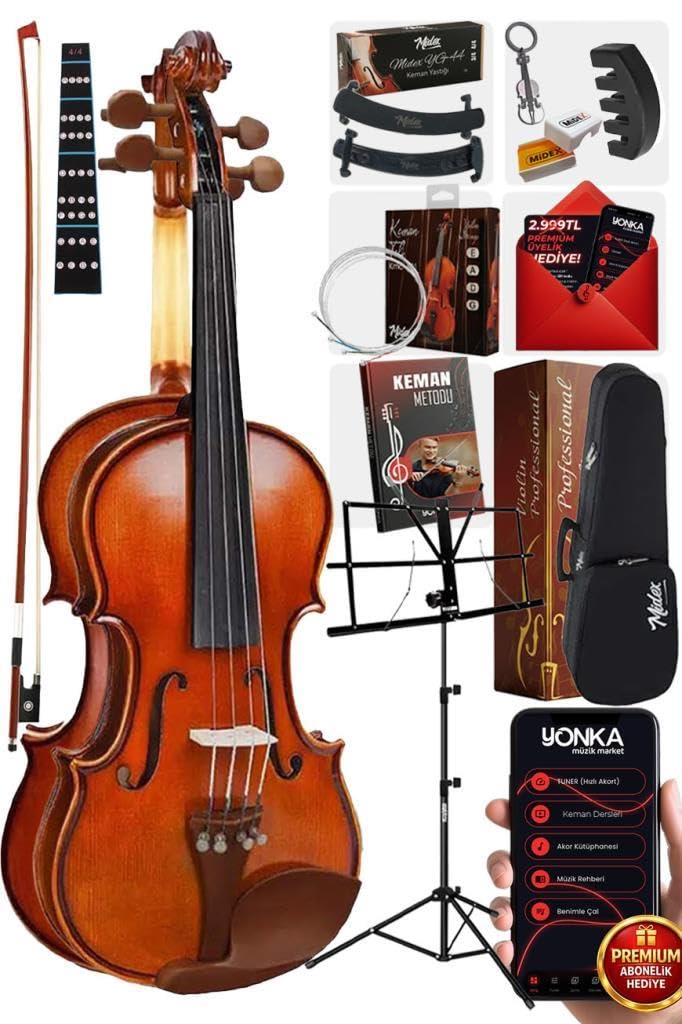 Midex GLA-124X SET Profesyonel Üst Kalite GÜL Ağacı Keman 4/4 Tam