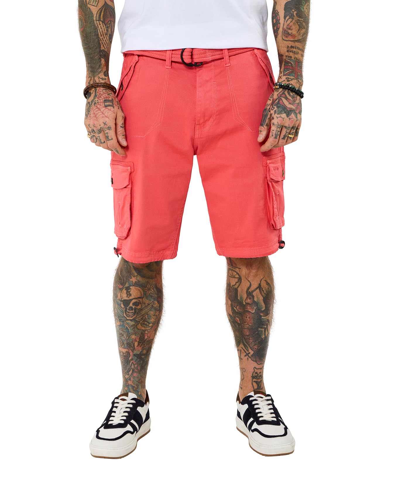 Joe Browns Men's Knee Length Belted Cargo Shorts, Regular, Orange, UK 34