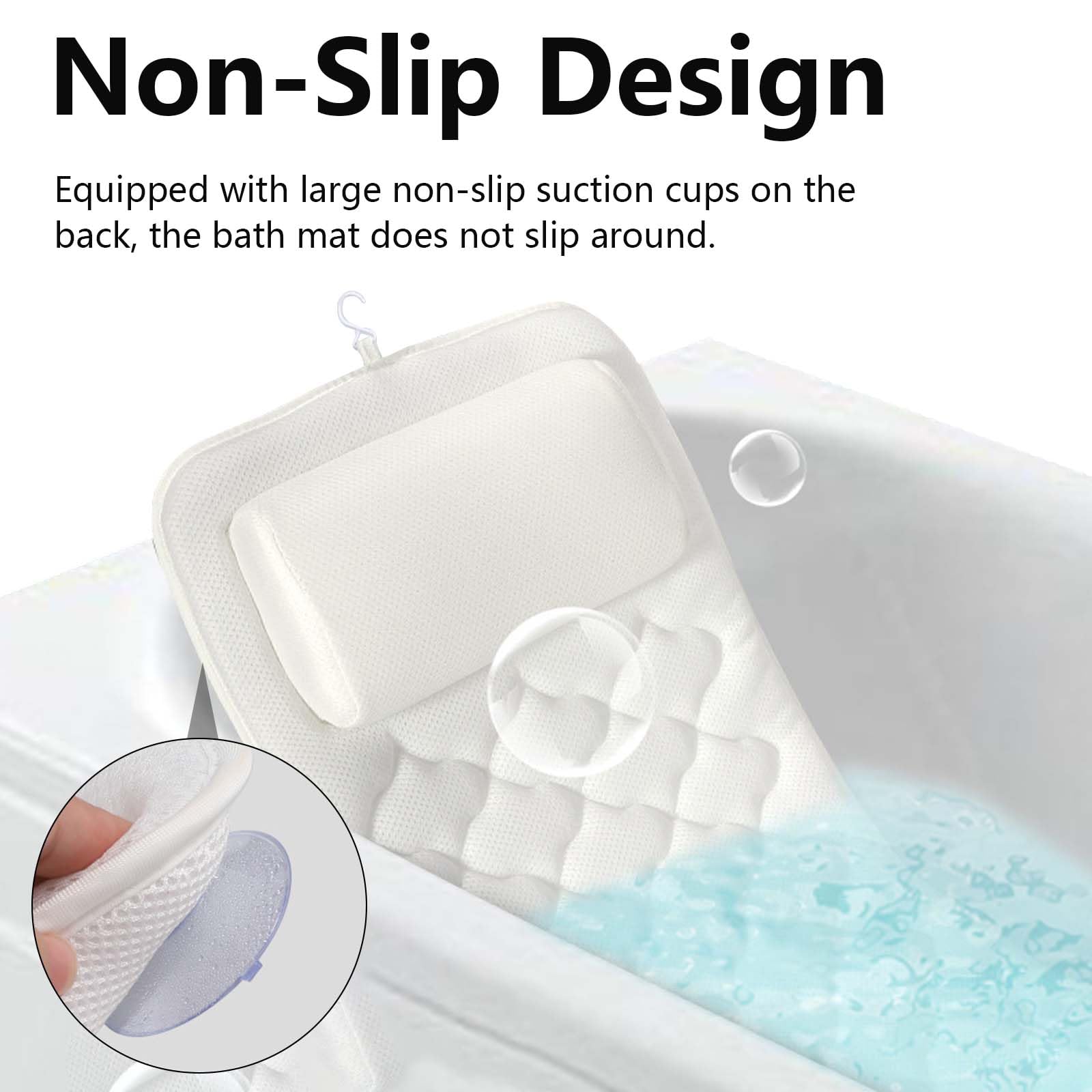 Cuscino da bagno per tutto il corpo per testa e collo, cuscino da bagno con poggiatesta, vasca idromassaggio, cuscino ergonomico con ventose antiscivolo, per vasca idromassaggio, spa domestica