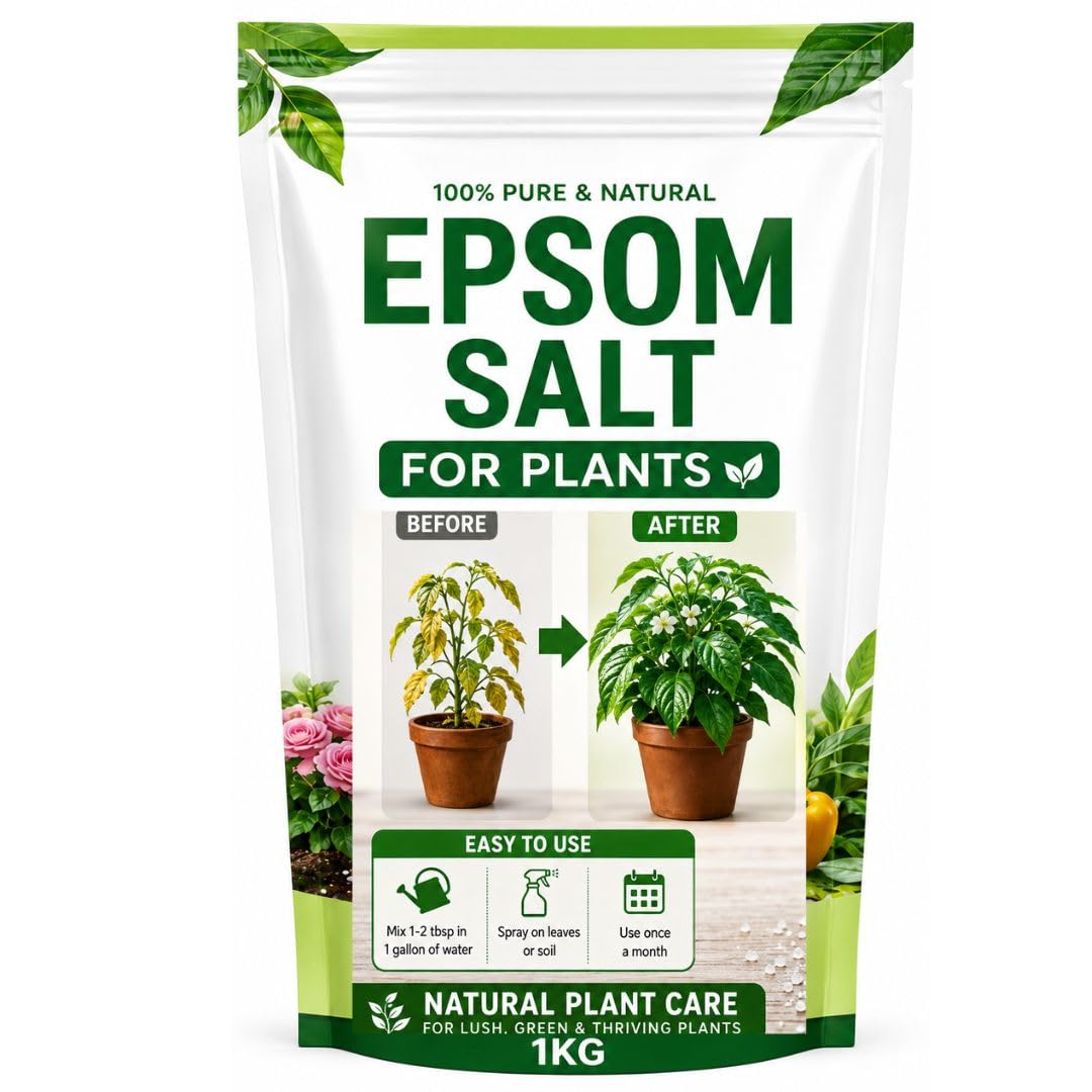 Epsom Salt for Plants, 100% Pure & Natural, 1 kg | Boosts Flowering, Prevents Yellowing, Magnesium & Sulfur, 3 Application Methods, Safe for All Plants-picture-54