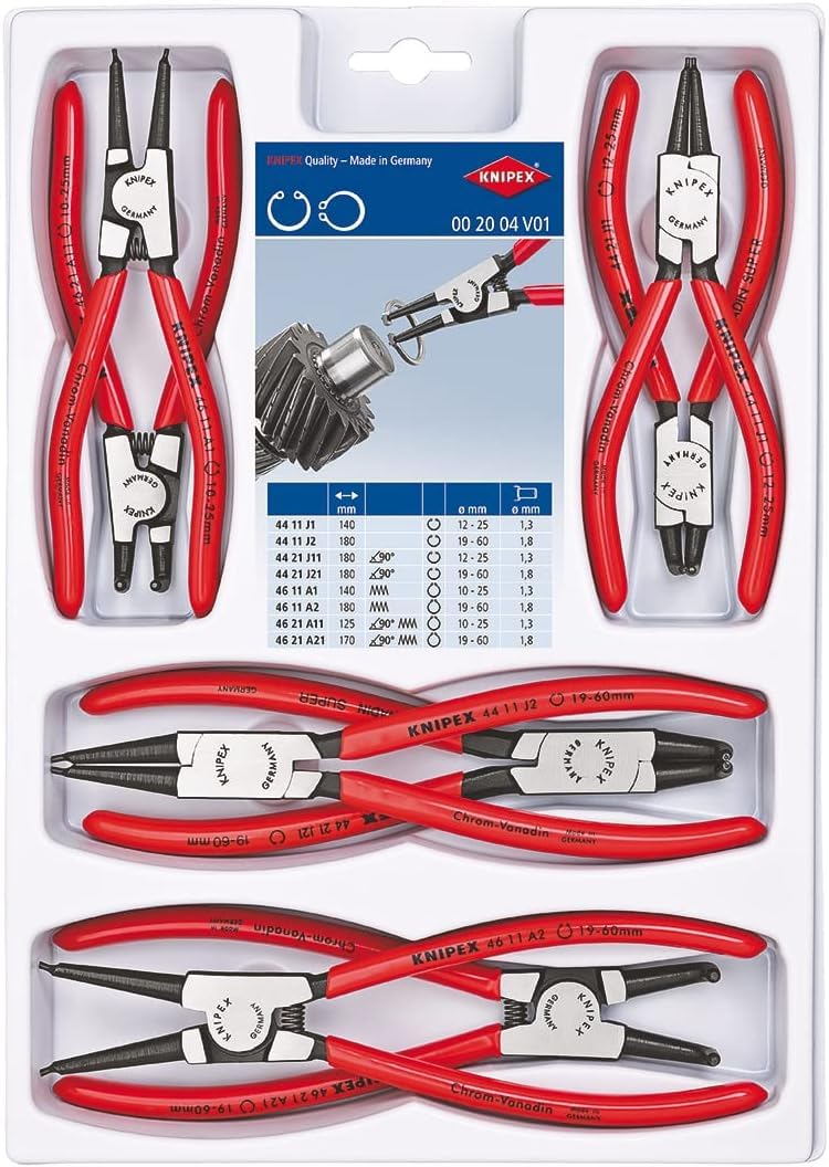 Knipex 8 Piece Circlip Plier Set - Red