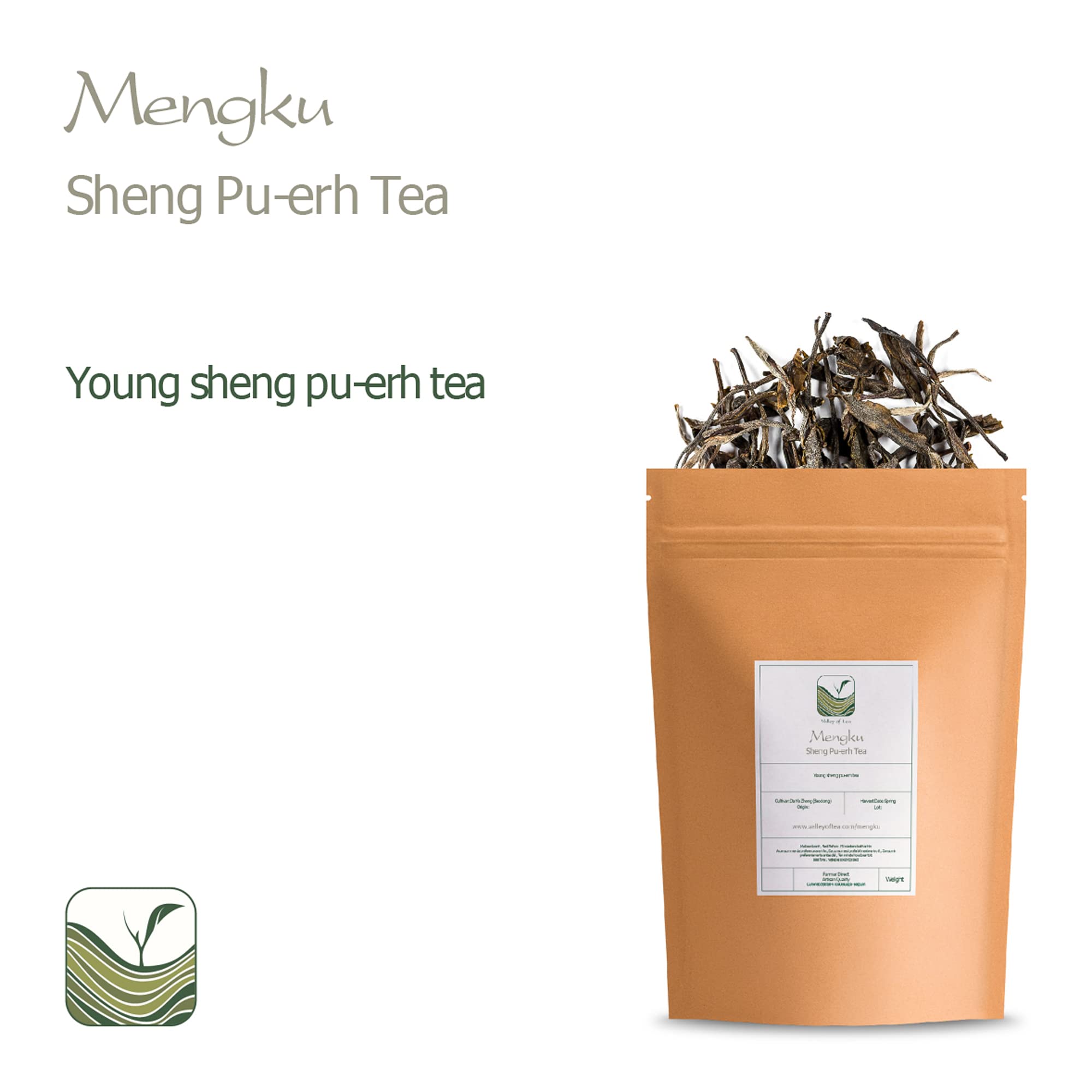 Sheng Pu er Tea Yunnan - Mengku Young Pu-erh Tea - Raw Pu erh Tea Yunnan China - Chinese Pu Er Or Pu-erh Red Tea - Puh Er - Puer naked Tea - Pu-Erh 100g
