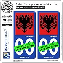 blasonimmat 2 Autocollants Plaque immatriculation Auto : Albanie - Aigle Albanais