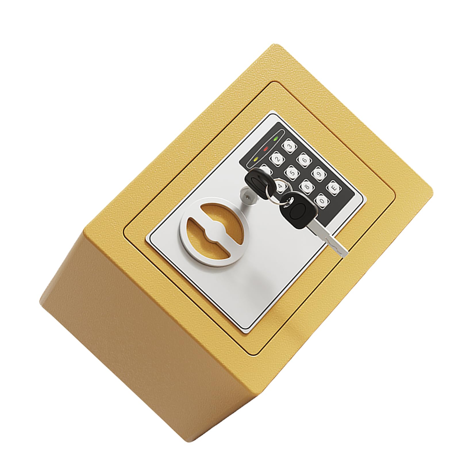 Mini Caja Fuerte de Metal Ignífuga, Cajas Fuertes para el Hogar, Caja Impermeable Ignífuga, con Teclado y 2 Llaves de Repuesto, Seguridad Digital para Dinero, Joyas, Documentos de (champán