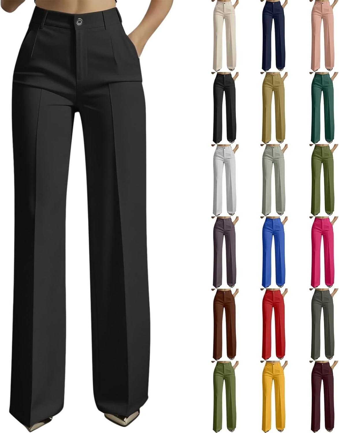 Dress Pants Women Business Casual Work Pants Women High Waist Stretchy Trousers Pull on Office Slacks Bottoms 2026