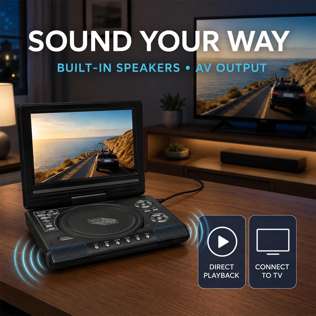Reproductor portátil de DVD/EVD HD de 7,8", con Pantalla