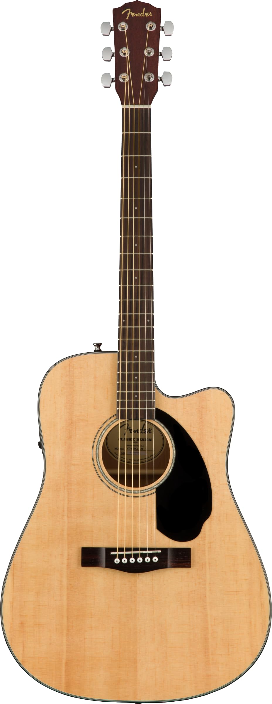 Fender CD-60SCE Dreadnought Electro-Acoustic Guitar, Suitable for Beginners and Intermediate Guitarists, Walnut Fingerboard, Natural, Comes with Complimentary Virtual Lessons