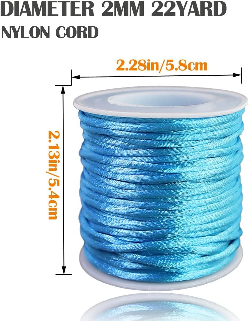 Ewpart 12 Rolls 2mm Nylon Cord for Bracelets Making Nylon String for Bracelet, Jewelry Making, Rattail Satin Cord for Kumihimo,Beading,Lanyard,Necklace, Keychain, Macrame,Braiding Silk Silky Cord - Image 2