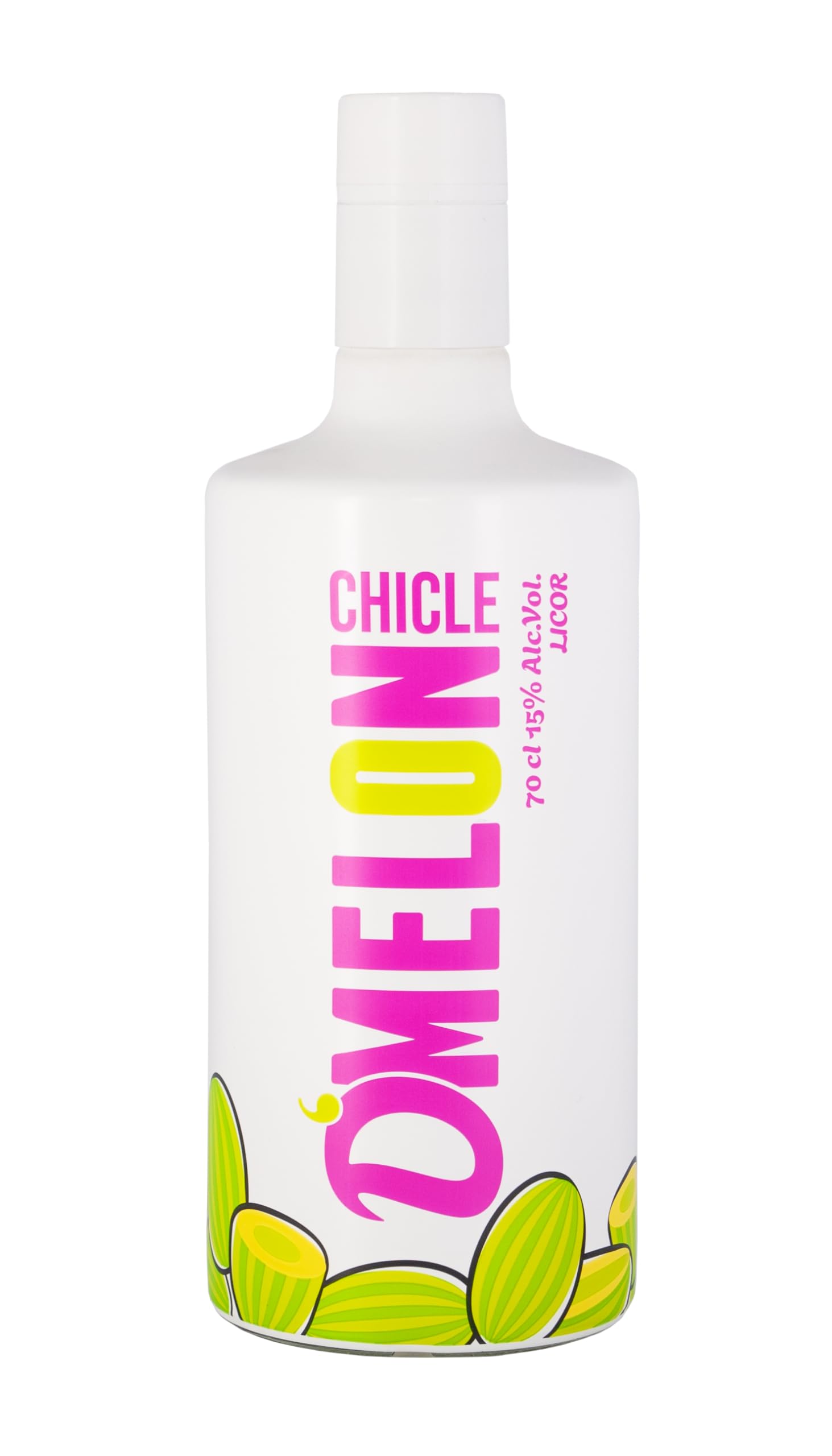 DMELON Licor Chicle de Melón, sabor joven, refrescante y rompedor, Sin Gluten, Sin Lactosa,15%, botella 70 cl