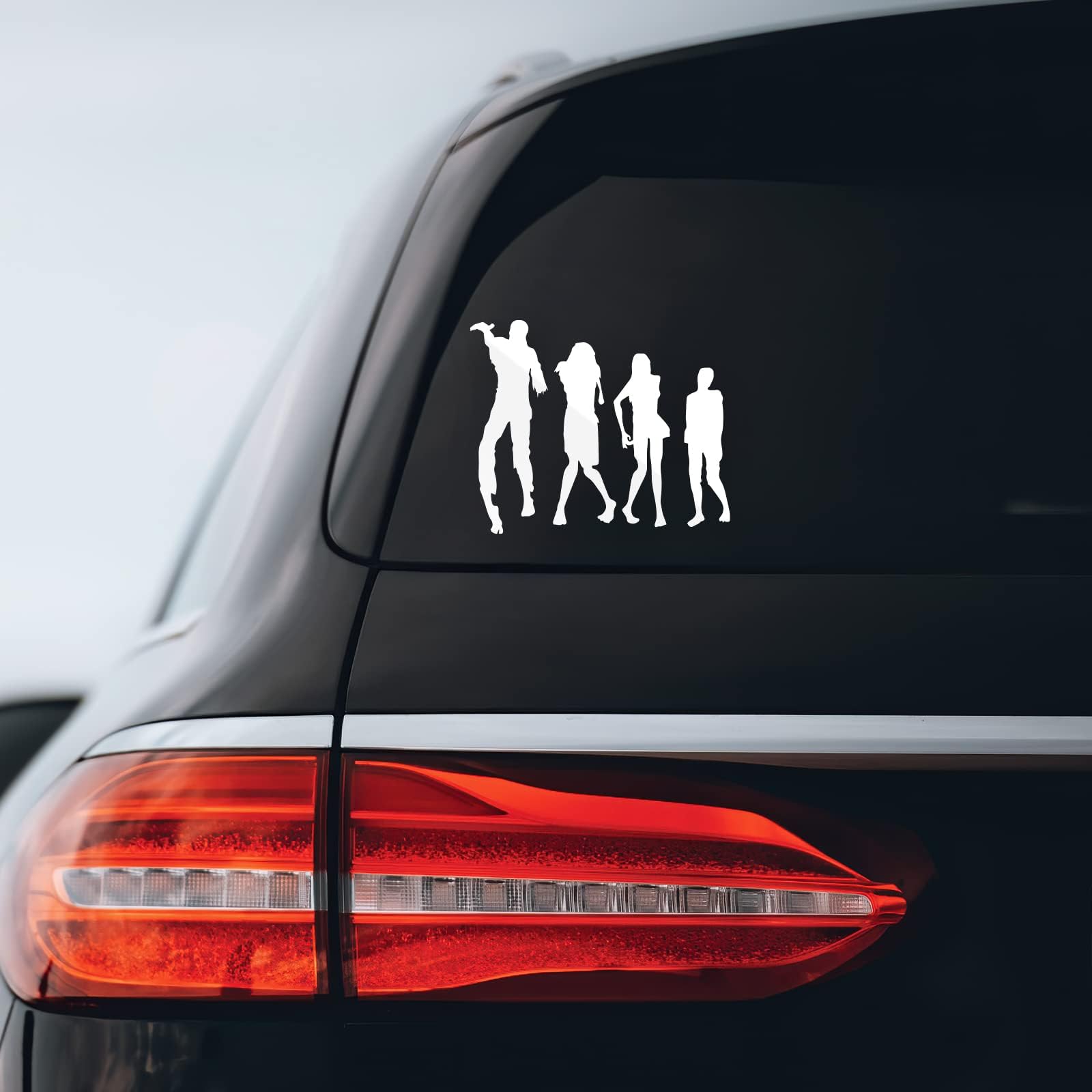 Zombie Silhouette Family Sticker Decal Notebook Car Laptop 5" x 6" (White)