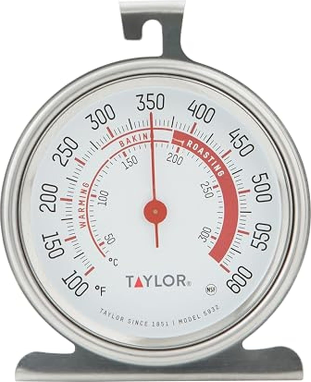 Taylor Precision Products Large Dial Thermometer, Silver