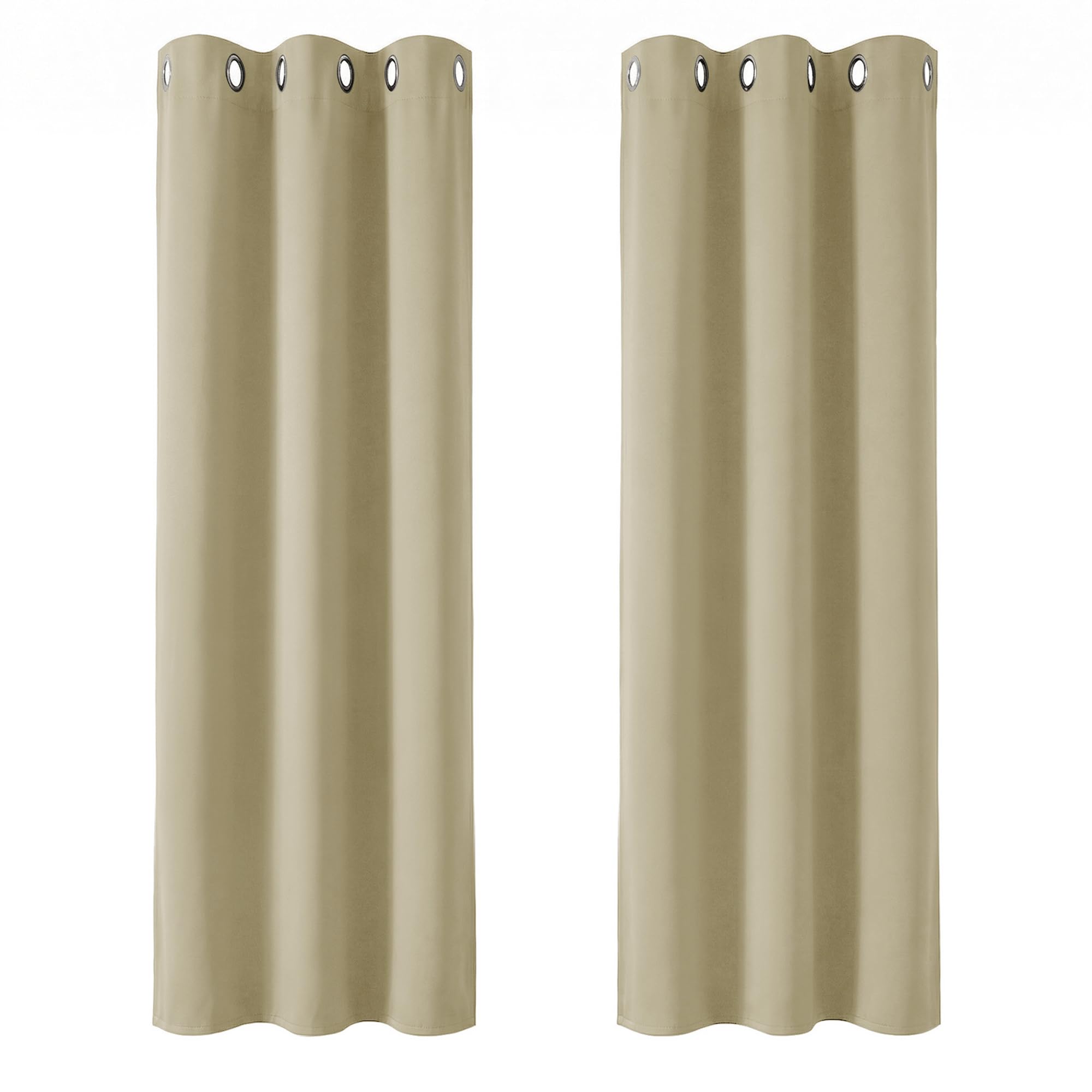 Deconovo Beige Room Darkening Thermal Insulated Curtains Eyelet Room Darkening Curtains Ring Top Curtains For Bedroom 42 X 90 Inch 2 Panels