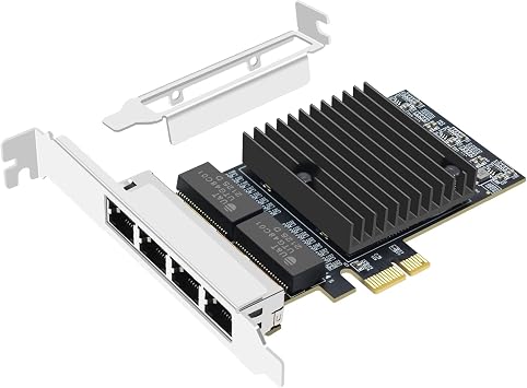PCIe Gigabit Network Card Quad Port PCI-E X1 RJ45 LAN Ethernet Adapter, with Intel 82571 Chip EXPI9402PT NIC Card,Support PXE/ESXI ROS sea Spider/Soft Router Compliant VMWare OS