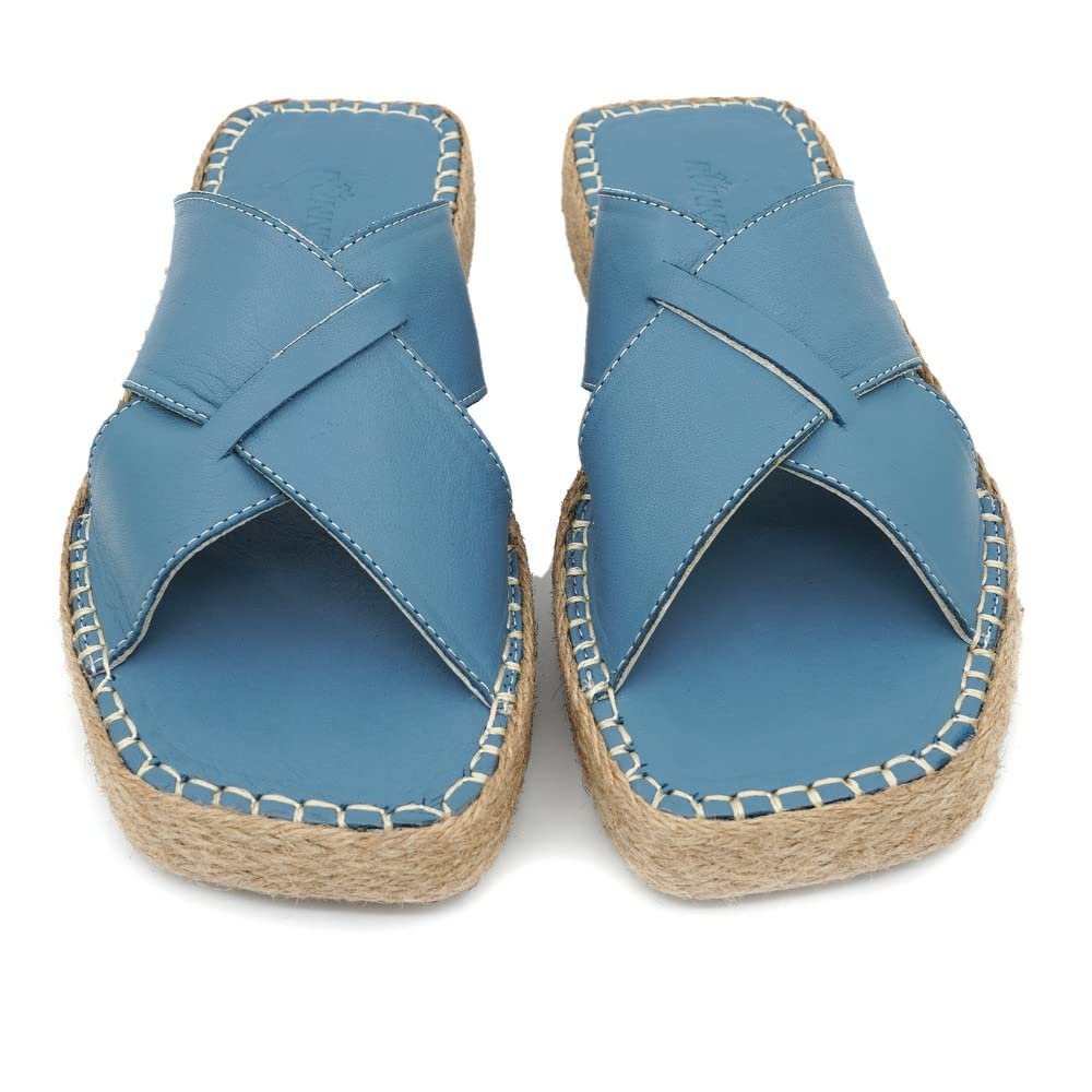 Bonateks Frrbtrlky100146, Sandal de cuña Mujer, Azul, 36 EU