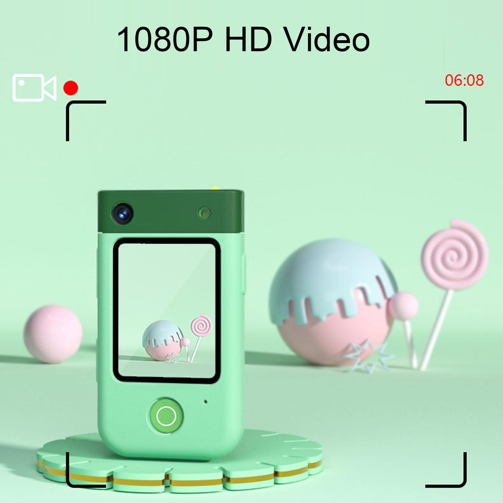 Aramox Giocattolo per Smartphone per Bambini Giocattolo per Smartphone in ABS Piccolo con Touchscreen da 2,8 Pollici Fotocamera Flip 1080P Videogiochi Musicali per Bambini Piccoli Giochi di (verde