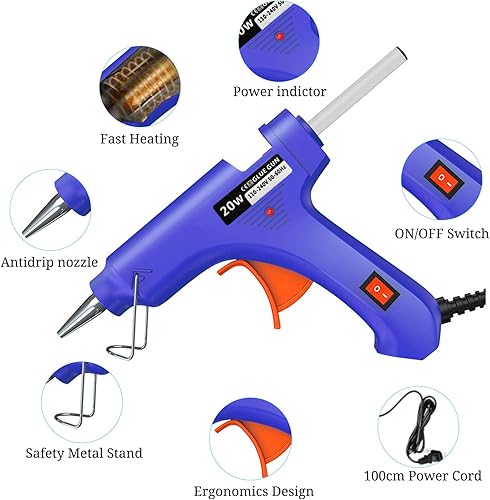 Miniatura 2 de Mini pistola de pegamento caliente, paquete de 8 pistolas de pegamento caliente para manualidades con 40 varillas, pistola de pegamento derretida,