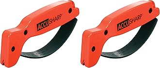 AccuSharp Knife Sharpener, Ergonomic Comfortable Handle, Compact & Easy to Use, Restore and Hone Straight & Serrated Knives, Blaze Orange (Pack of 2)
