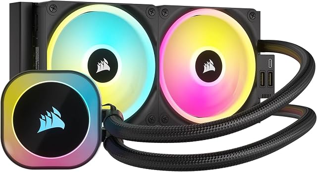 CORSAIR iCUE LINK H100i RGB Chłodzenie Procesora Cieczą - 240 mm AIO - Wentylatory QX120 RGB - Pasuje do Intel® LGA 1700, AMD® AM5 - W Zestawie Koncentrator Systemowy iCUE LINK - Czarny