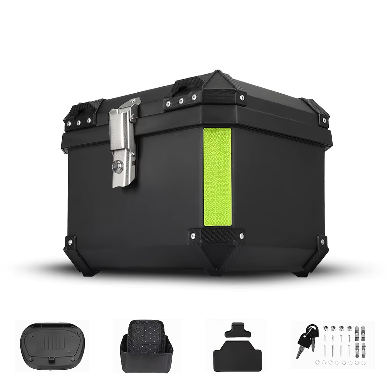 Top Case Moto 45L Baúl de moto impermeable, cerradura y cojín de respaldo y placa de fijación, equipaje para cascos y equipajes Scooters
