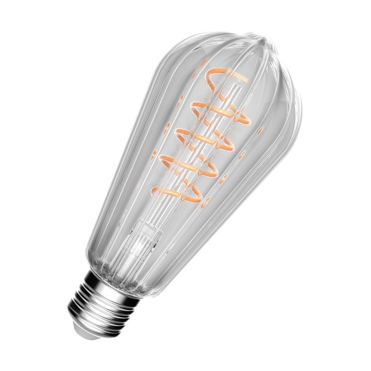 Crompton Lamps LED Decorative E27 Screw Bulb, 64mm x 140mm ST64 Spiral Filament Bulb, 3.5W 1800K Extra Warm White 250lm 25W Eqv, Clear Lightbulb, Hanging Lights, Pendant Light, Edison Bulbs