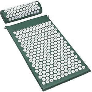 Sivan Back and Neck Pain Relief Acupressure Mat and Pillow Set, Chronic Back Pain Treatment – Relieves Your Stress of Lower Upper Back and Sciatic Pain – Green