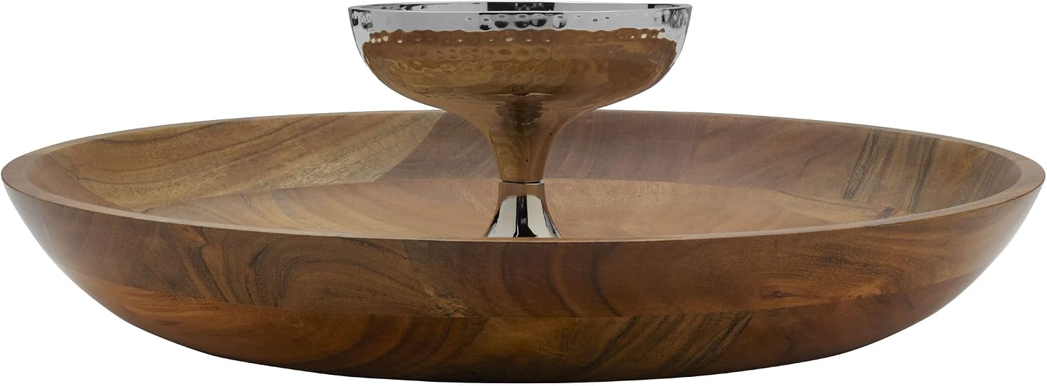 Towle Wood & Hammersmith Chip & Dip Server, 13.75 Inch, Brown