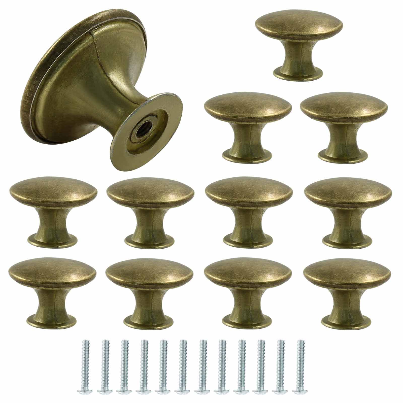 Cjueiom 12 Pcs Vintage Cabinet Knobs, Brass Dresser Knobs