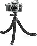 Amazon Basics Portable and Flexible Tripod with Wireless Remote and Smartphone Clamp, 10-inch long, Black