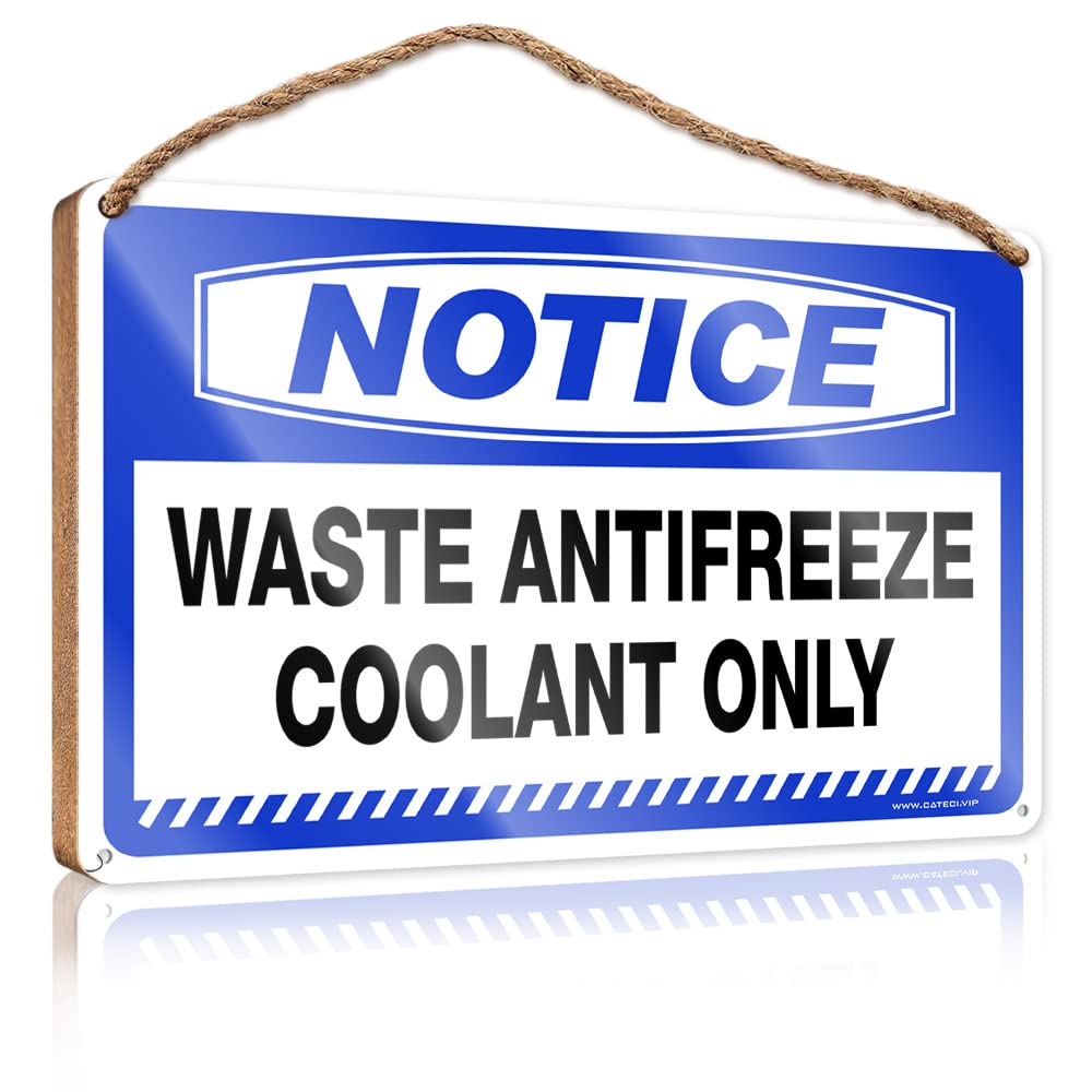 FZFN Decor Signs Notice Waste Antifreeze Coolant Only Wooden Sign Wood Plaque Sign Front Decorative Wooden Sign(15X28CM)