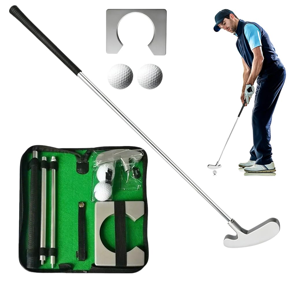 mizikuu Übungsschläger Putter Kit, Golfschläger Golf Büro Set mit 84.5cm Abnehmbarem Übungsschläger Tragetasche und 2 stürk Bällen Golfschläger Kit ist Sowohl für Putt-Übungen Zwischendurch