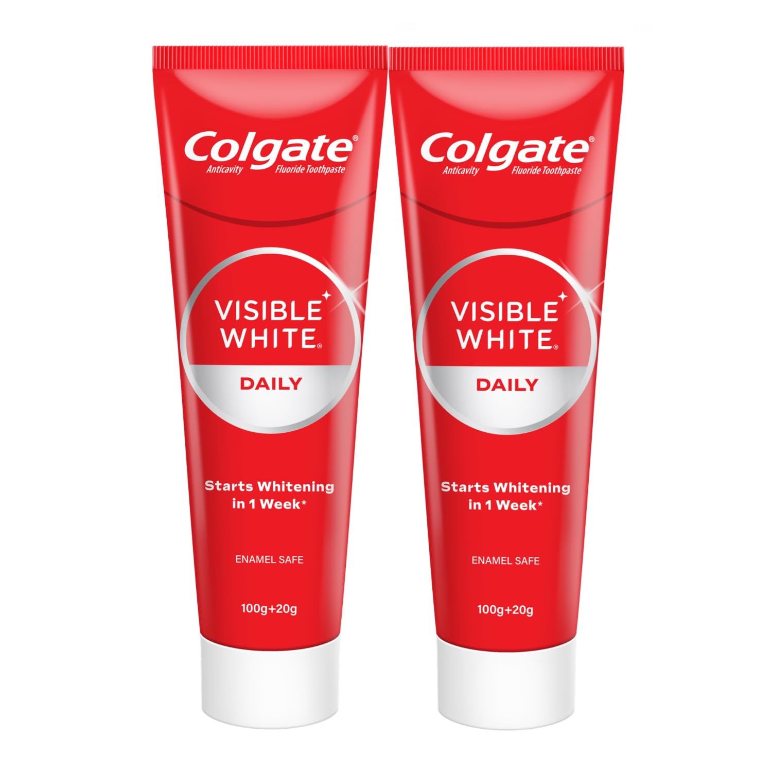 Colgate Visible White Toothpaste, Teeth Whitening Starts in 1 Week, Safe on Enamel, Stain Removal Tooth Paste and Minty Flavour for Fresh Breath (200g + 40g, Combo Pack)