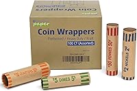 Vista 6 de 100 piezas de rollos preformados de envoltorios de monedas resistentes surtidos - Cuartos, centavos, níquel y diez centavos (Total 100 piezas)