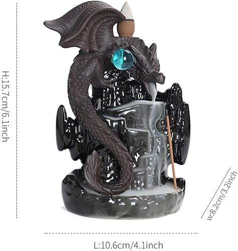 Vista 19 de Quemador de incienso de dragón con alas de arena morada, creativo, castillo de cerámica, reflujo, soporte de incienso de humo, decoración