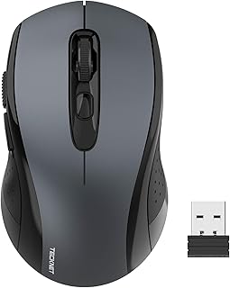 TECKNET Wireless Mouse for Laptop, 2.4G Cordless Mouse for Laptop, 18 Months Battery Life, Ergonomic Optical Computer Mouse with Nano Receiver & 6 Buttons, 2000 DPI USB Mouse for MacBook PC Windows