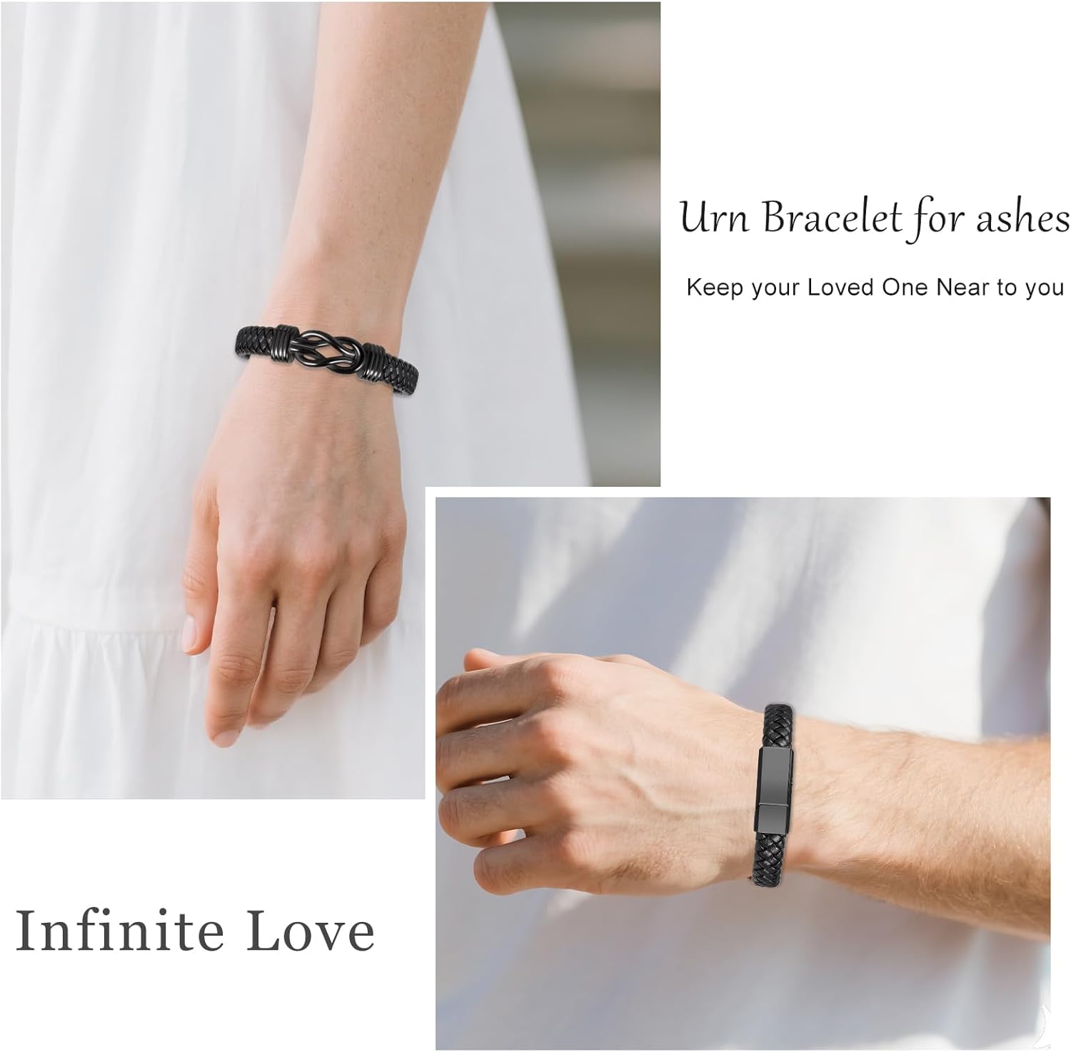 Infinite Black Urn Bracelet for Ashes for Men Women - Image 4