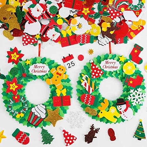 TINYFUTURE 15 Sets DIY Christmas Foam Wreath Crafts Kits