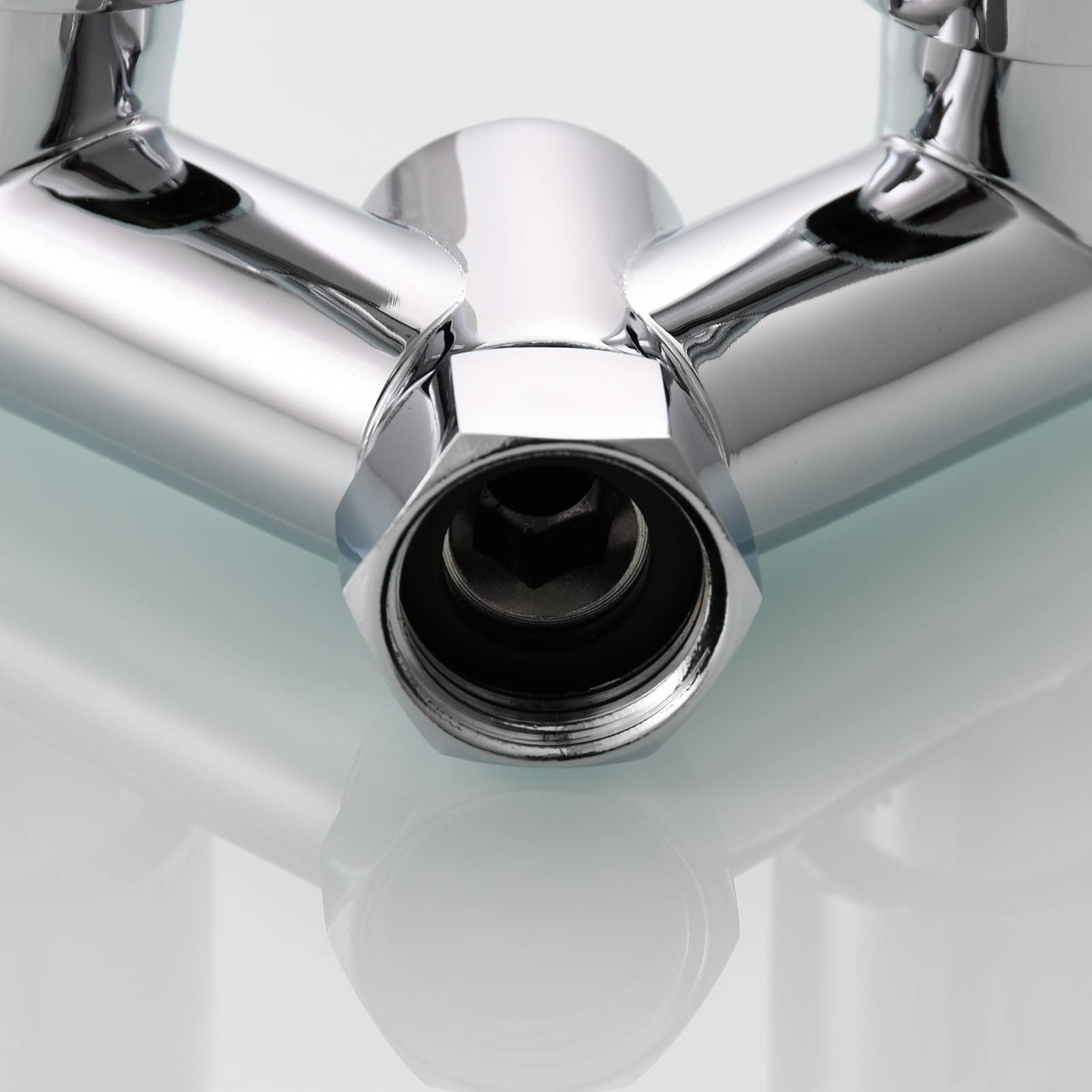 Tecmolog Messing Umstellventil Dusche Absperrventil 2 Wege Y Verteiler 1/2 Zoll für Brauseschlauch und Duschkopf, Chrom, DSF014A