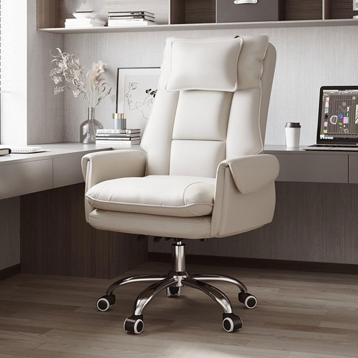 NZPOST Executive Chair Leather Office Chair with Arms Height Adjustable Swivel Home Office Chair for Studying,Ergonomic Computer Chair