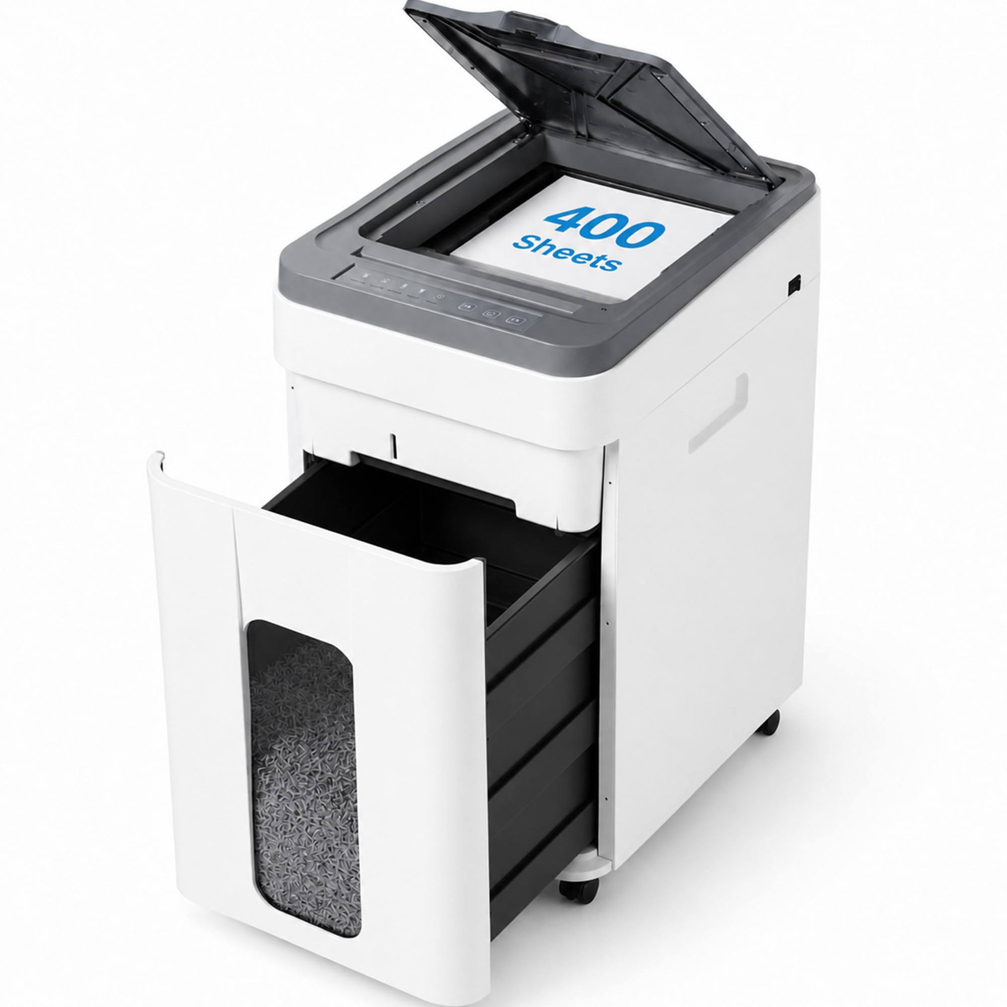 400 Fogli Distruggi Documenti: Distruggidocumenti Professionale P5 Microtaglio 50L - 8 Fogli Manuali 30 Min Per Casa/Ufficio Con Carte/Graffe Per Privati/Piccoli Team Bianco/Grigio