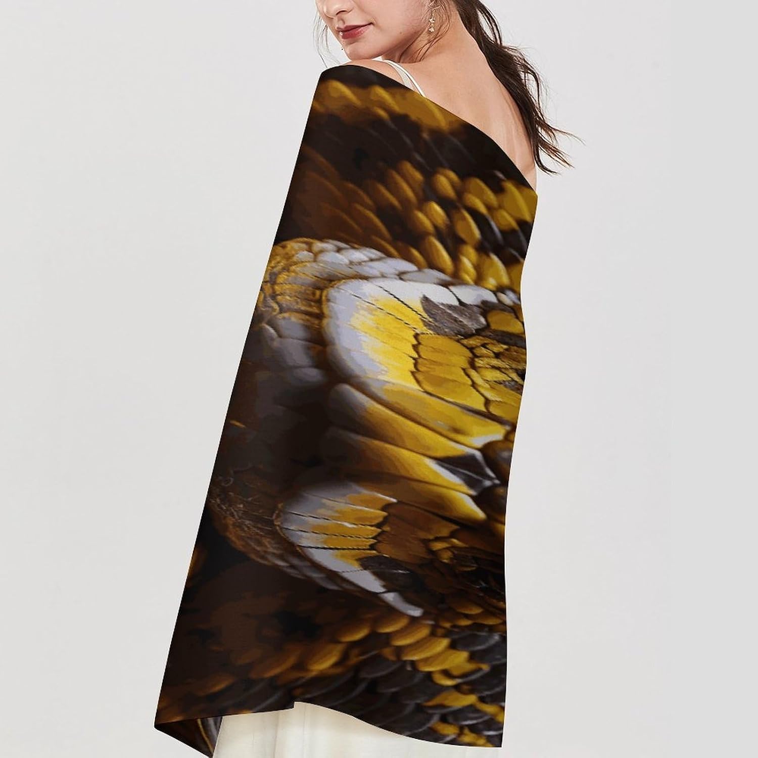 Yellow Snake Scarf for Women Men Soft Warm Fashion Blanket Scarves Classic Cashmere Feel Scarf Long Shawl Large Scarves Cold Weather Thick Blanket Scarfs