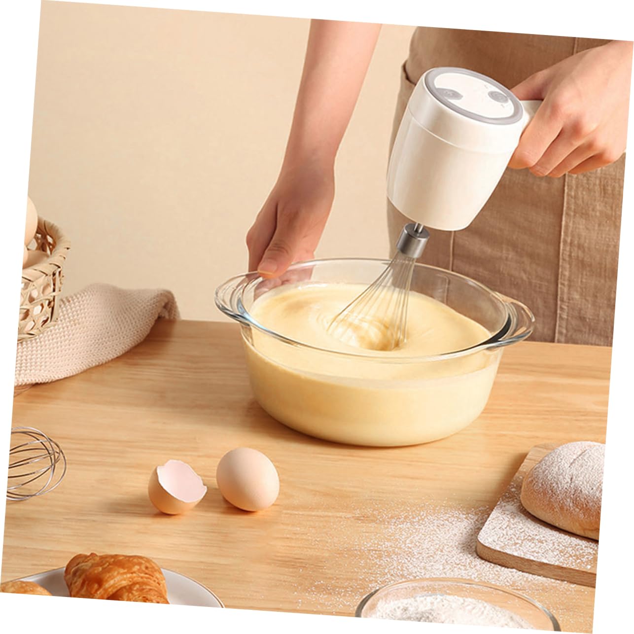 GRIRIW Mini Egg Beater Egg Beater Mixer for Kitchen Electric Mixer Tool 1-2 Gear Speed Hand Blender Cordless