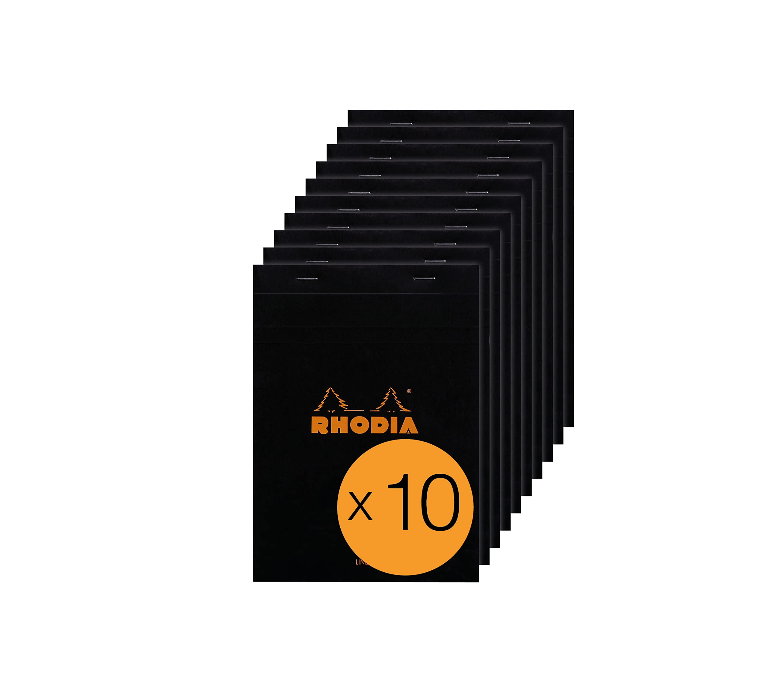 RHODIA 166009C, Stapled Notepad N°16 Black, A5, Lined, 80 Detachable Sheets, White Clairefontaine Paper 80 g/m²