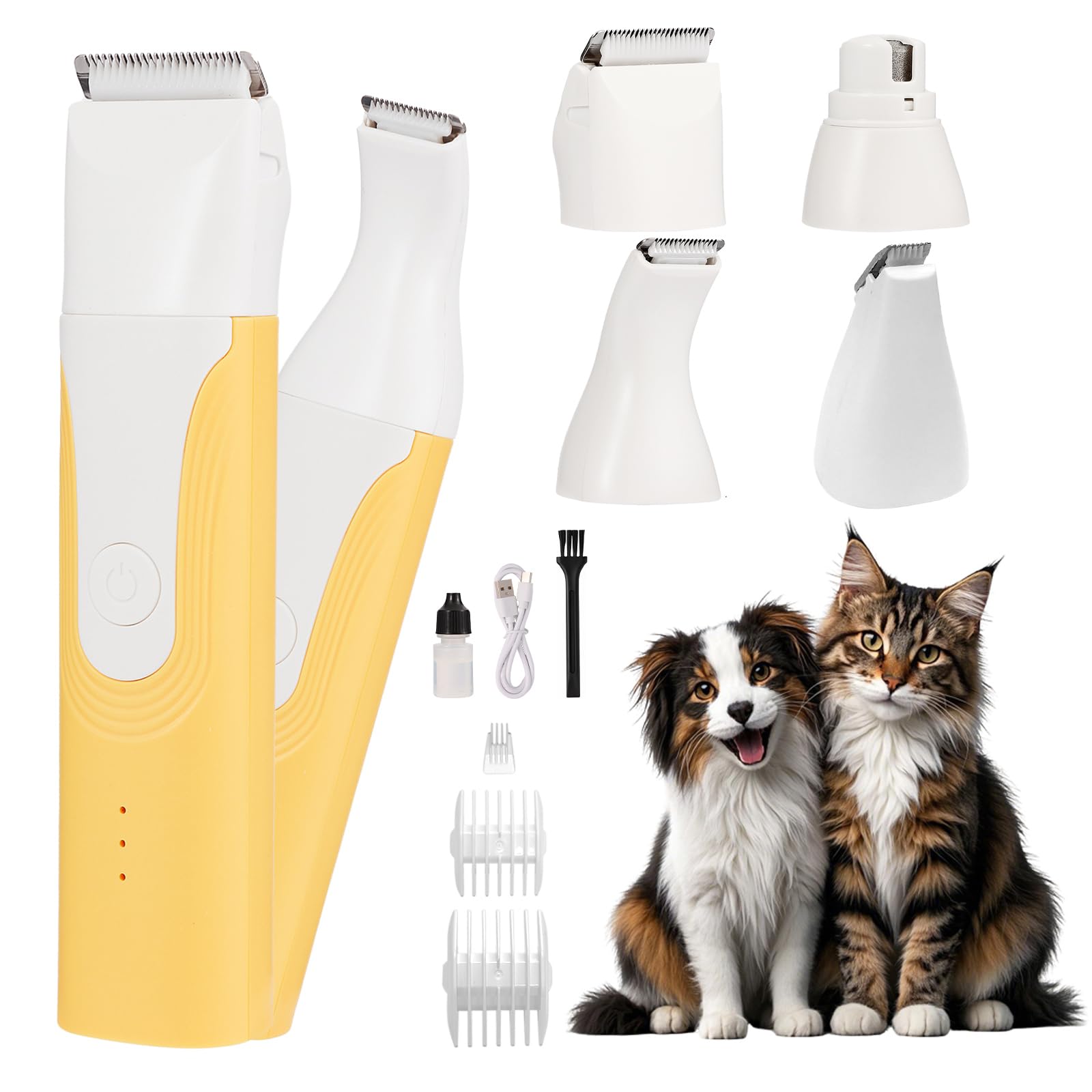 ZOESEEK Dog paw Trimmer with Three Blades, Cordless Small Pet Hair Grooming Trimmer, Cat's paw Nail Filer for Safe Clipper, Low Noise for Trimming Dog's Fur Around Paws, Eyes, Ears, Face, Rump-Yellow