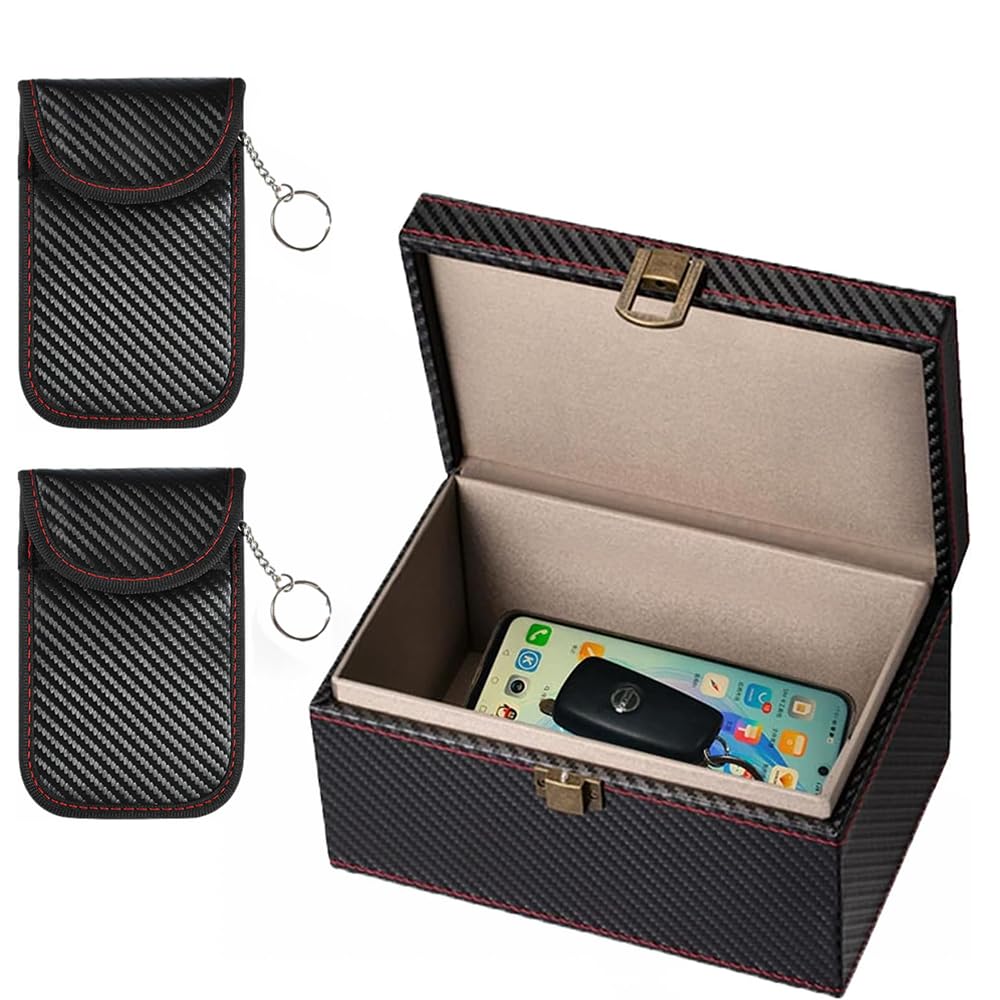 Faraday Pouch for Car Keys, Faraday Box for Car Keys, RFID Signal Blocker, Anti-Theft Protection, Anti-Scanning, Anti-GPS Tracking, Keyring Signal Shielding